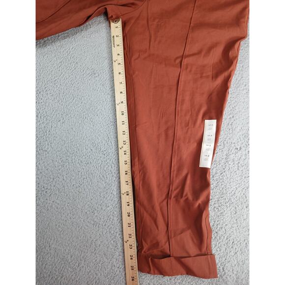 A New Day Pants Womens 16 Orange High Rise Wide Leg Casual Stretchy Cuffed NWT - Picture 6 of 10